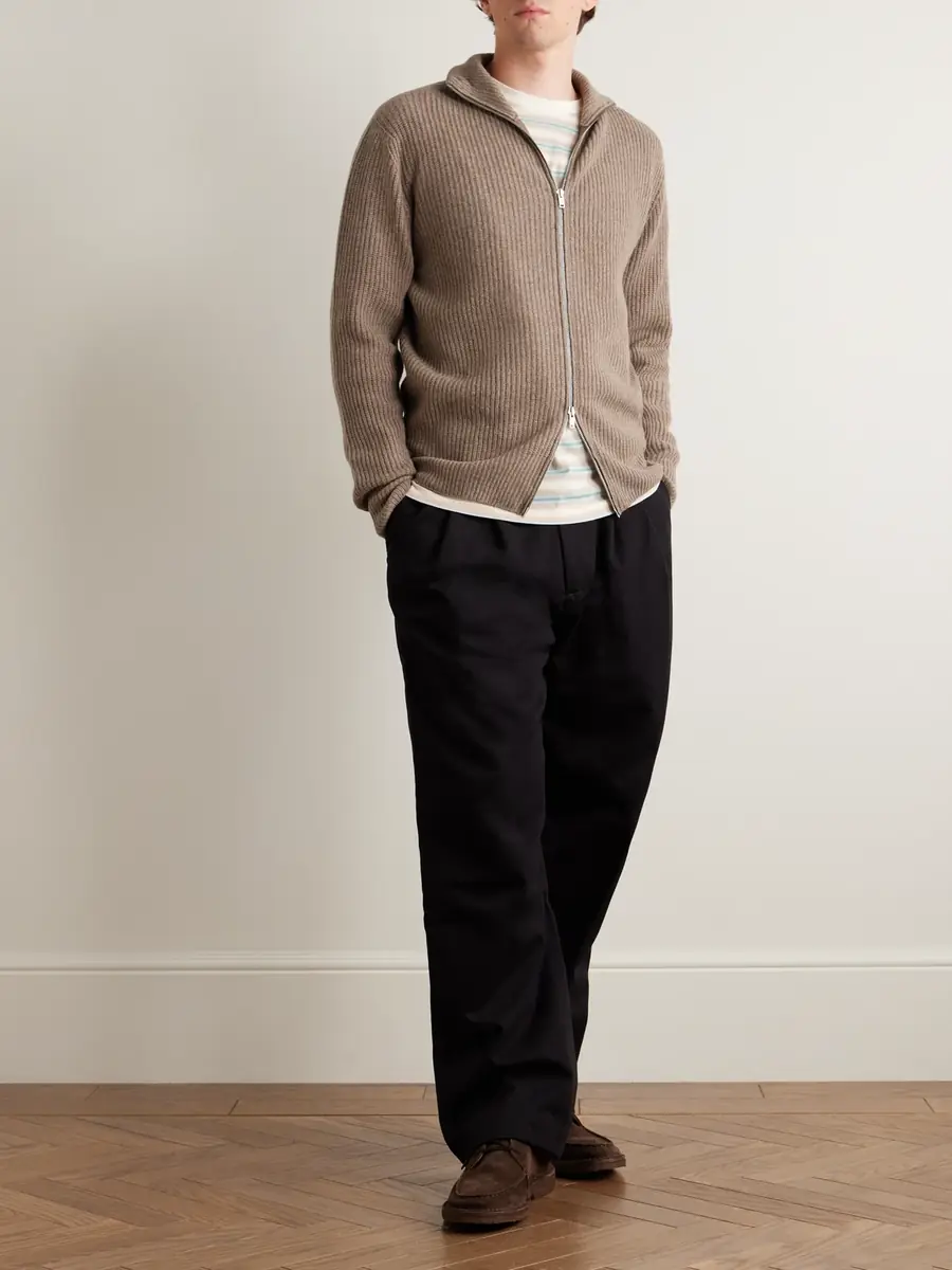 John Smedley Mallam Ribbed Recycled-Cashmere and Merino Wool-Blend Zip-Up Cardigan - Men | Thumbnail 2