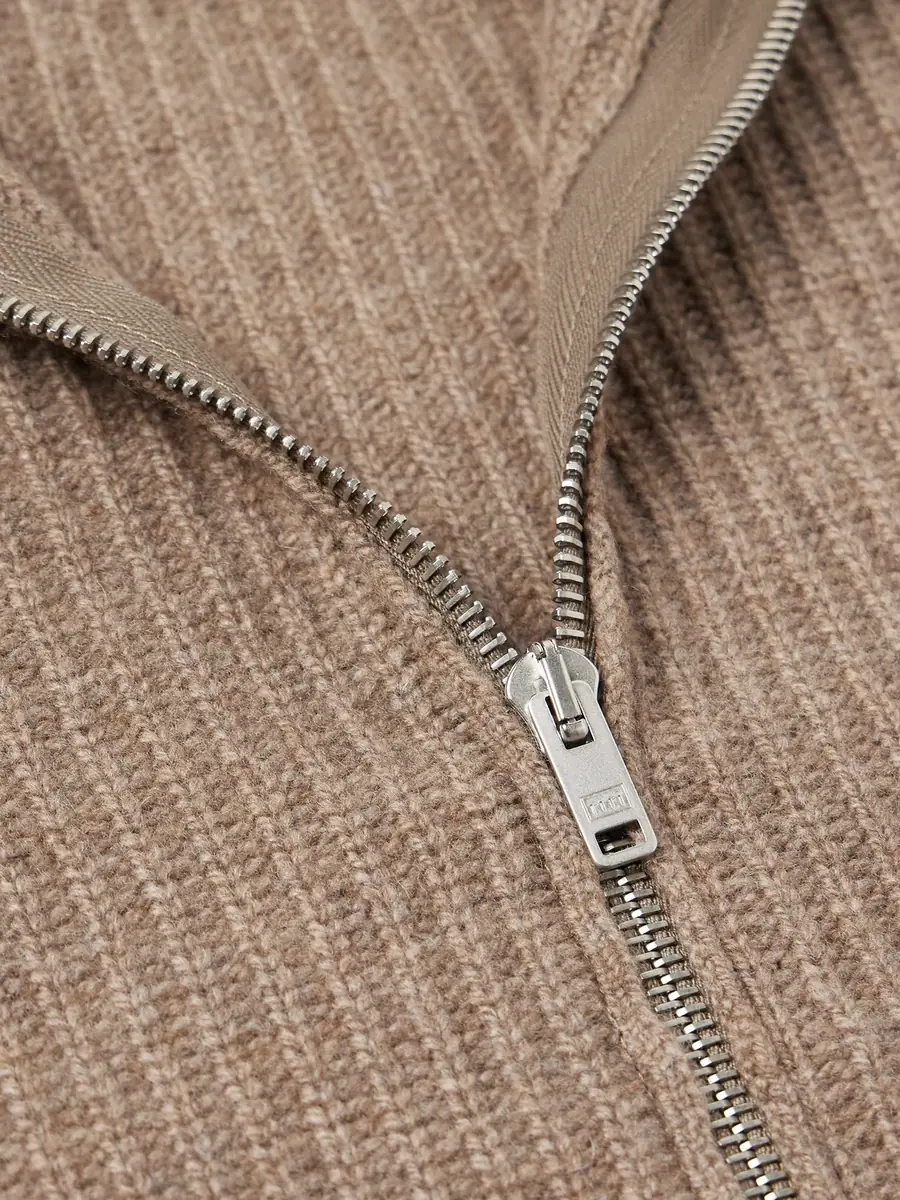 John Smedley Mallam Ribbed Recycled-Cashmere and Merino Wool-Blend Zip-Up Cardigan - Men | Thumbnail 4