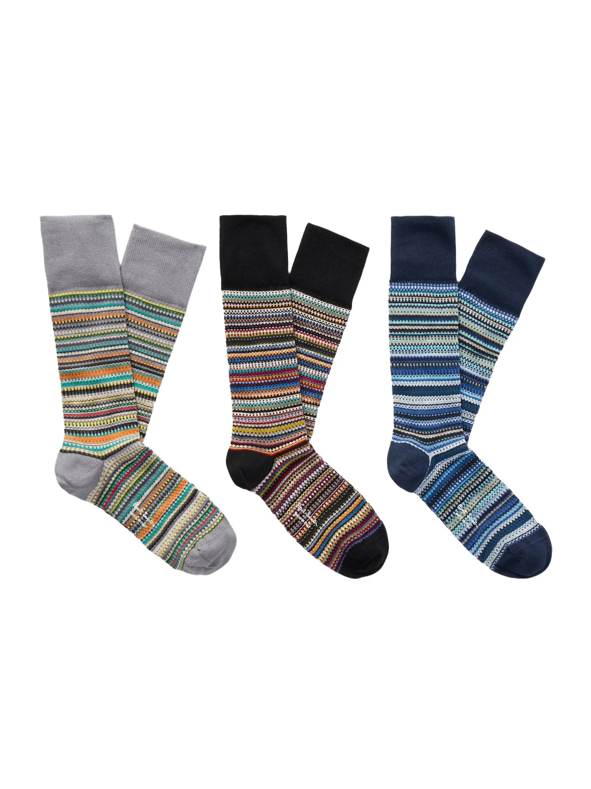 Three-Pack Striped Cotton-Blend Socks - Men Three-Pack Striped Cotton-Blend Socks - Men
