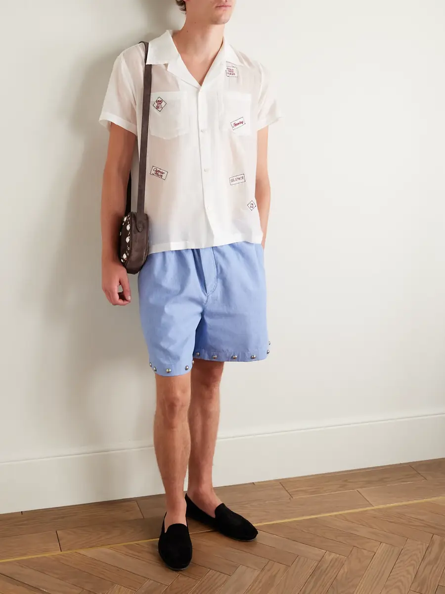 BODE On Air Convertible-Collar Embroidered Cotton and Silk-Blend Voile Shirt - Men | Thumbnail 2 BODE On Air Convertible-Collar Embroidered Cotton and Silk-Blend Voile Shirt - Men | Thumbnail 2