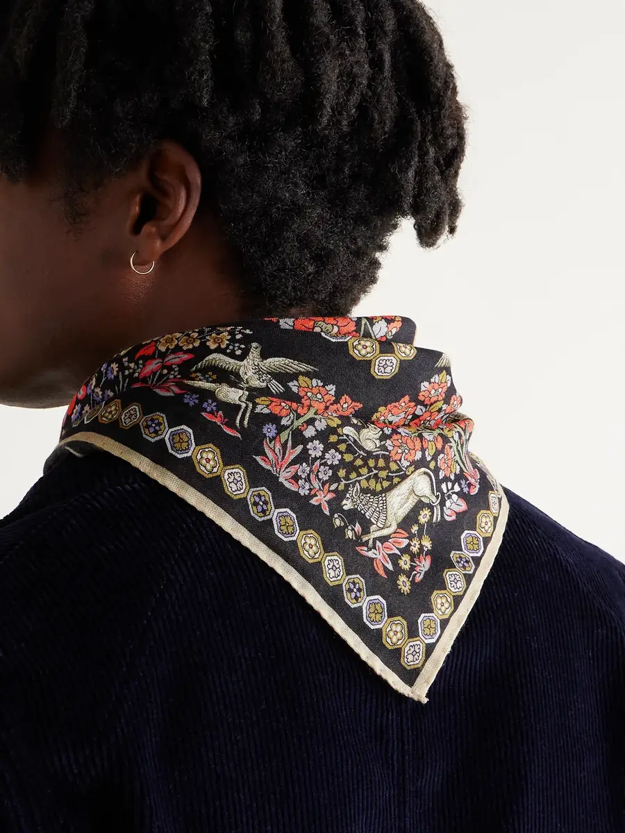 Drake's Printed Wool and Silk-Blend Scarf - Men | Thumbnail 2 Drake's Printed Wool and Silk-Blend Scarf - Men | Thumbnail 2