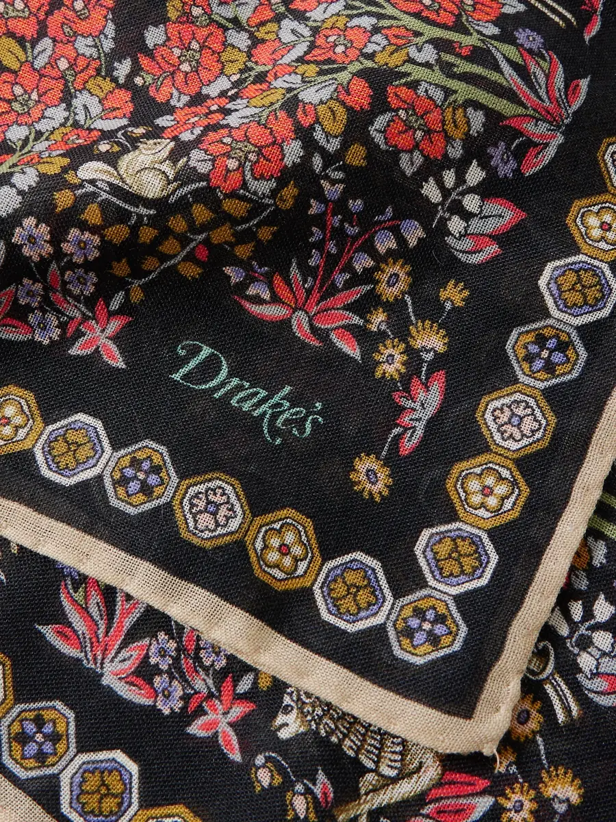 Drake's Printed Wool and Silk-Blend Scarf - Men | Thumbnail 3 Drake's Printed Wool and Silk-Blend Scarf - Men | Thumbnail 3