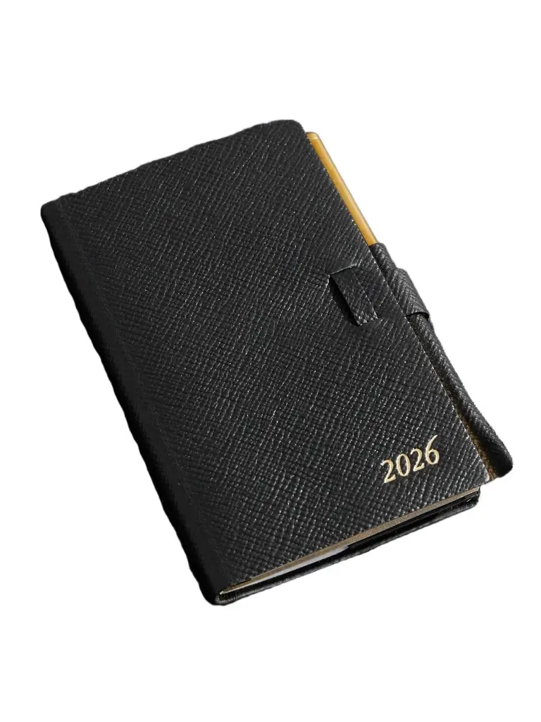 Smythson Panama Cross-Grain Leather 2026 Weekly Diary with Pencil - Men