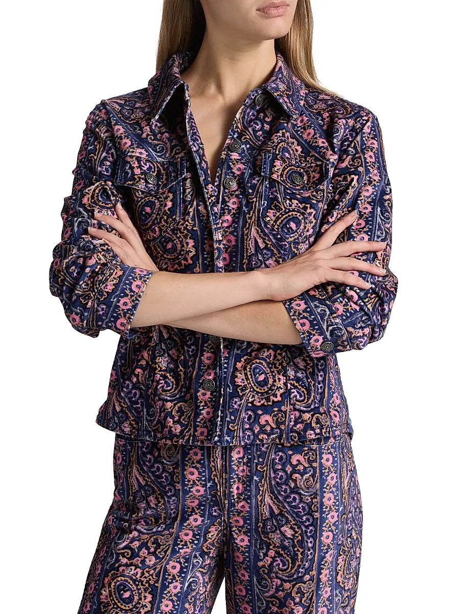 Cinq à Sept Women's Canyon Paisley Velveteen Jacket | Thumbnail 3 Cinq à Sept Women's Canyon Paisley Velveteen Jacket | Thumbnail 3