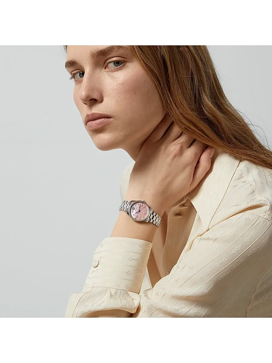 Gucci Women's G-Timeless Stainless Steel, Pink Mother-Of-Pearl & 0.12 TCW Diamond Bracelet Watch/29MM | Thumbnail 2 Gucci Women's G-Timeless Stainless Steel, Pink Mother-Of-Pearl & 0.12 TCW Diamond Bracelet Watch/29MM | Thumbnail 2