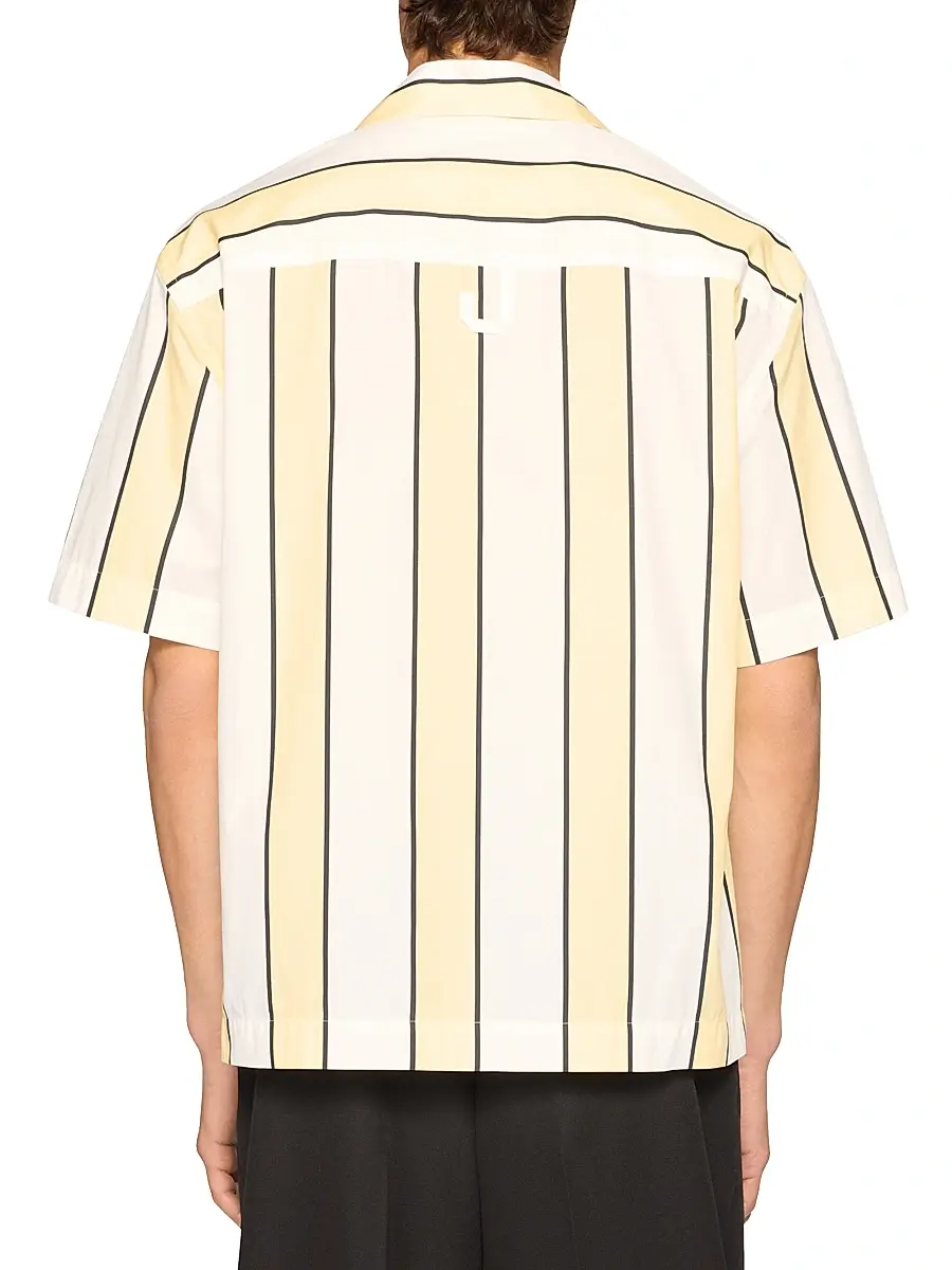 Jacquemus Men's Striped Cotton Camp Shirt | Thumbnail 2
