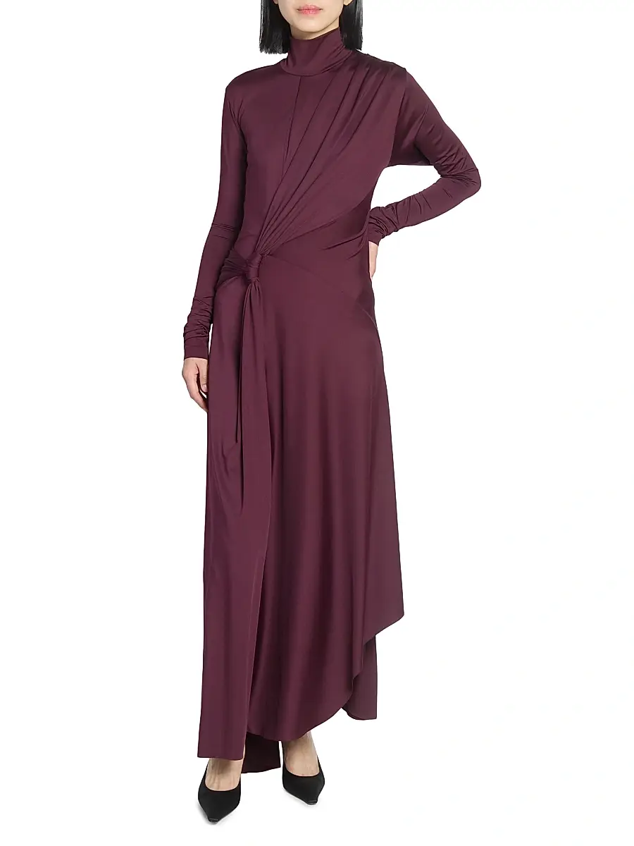 Victoria Beckham Women's Twisted Stretch-Jersey Maxi Dress - Merlot | Thumbnail 2