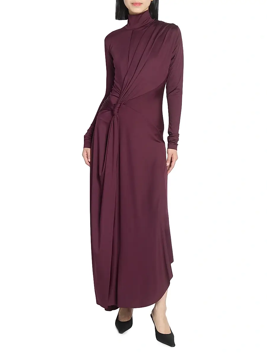 Victoria Beckham Women's Twisted Stretch-Jersey Maxi Dress - Merlot | Thumbnail 3