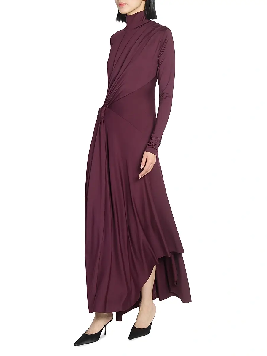 Victoria Beckham Women's Twisted Stretch-Jersey Maxi Dress - Merlot | Thumbnail 4