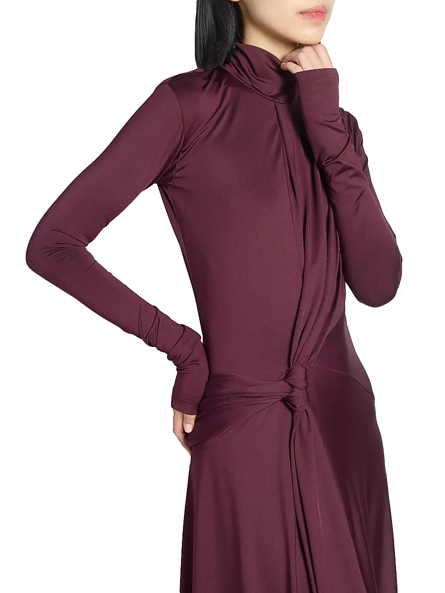 Victoria Beckham Women's Twisted Stretch-Jersey Maxi Dress - Merlot | Thumbnail 6