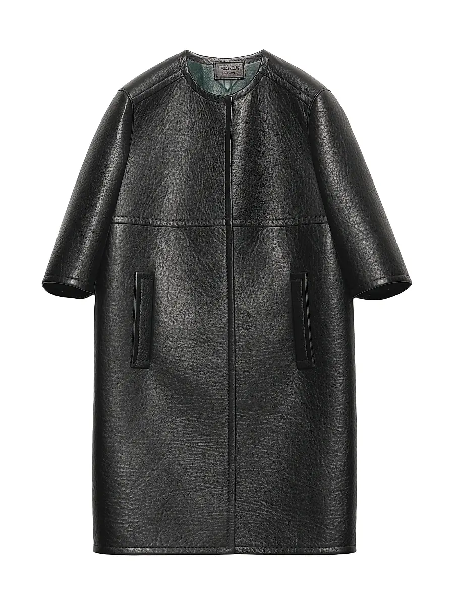 Prada Women's Bonded Leather Coat - Black | Image 1 Prada Women's Bonded Leather Coat - Black | Image 1