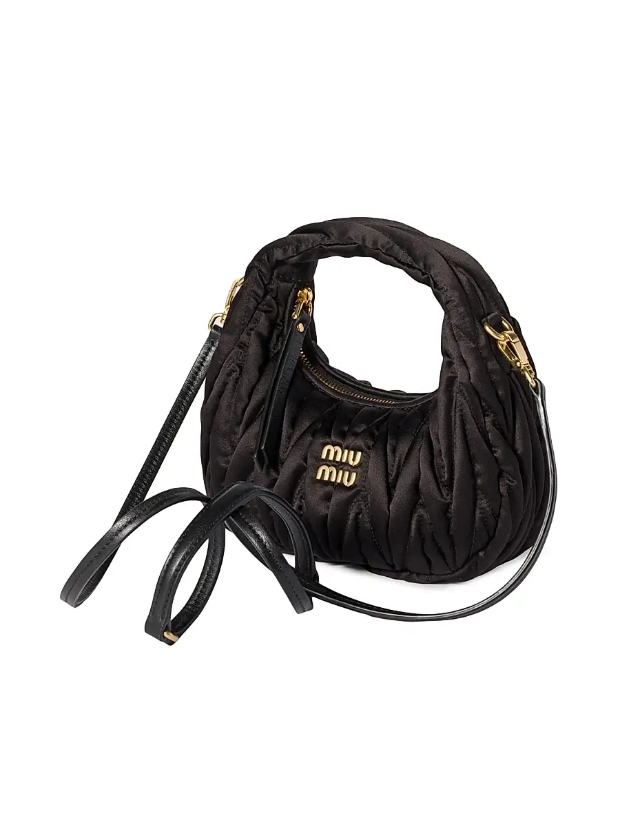 Miu Miu Women's Wander Matelassé Silk Mini Top Handle Bag - Black | Thumbnail 2