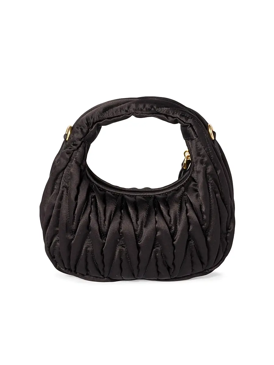 Miu Miu Women's Wander Matelassé Silk Mini Top Handle Bag - Black | Thumbnail 3