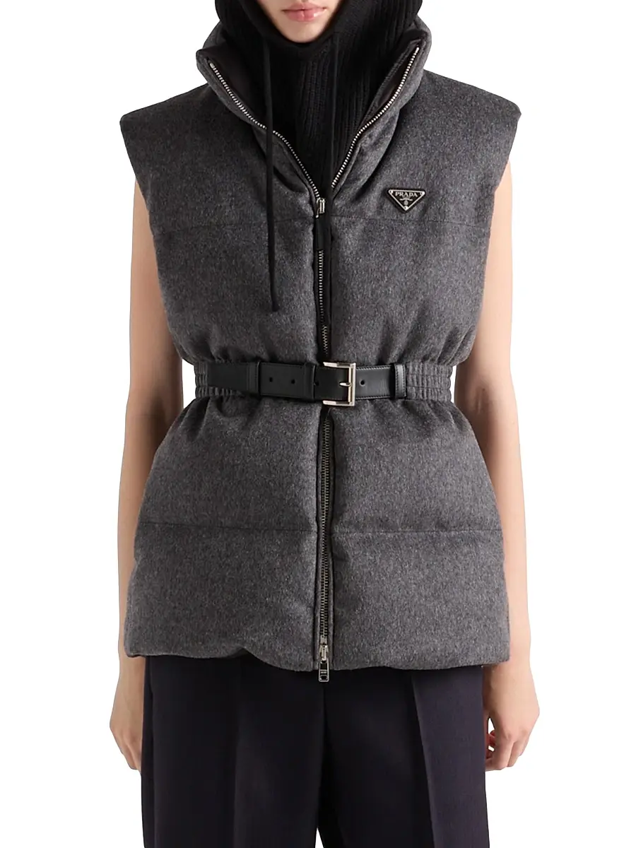 Prada Women's Loden Down Vest - Grey | Thumbnail 2 Prada Women's Loden Down Vest - Grey | Thumbnail 2