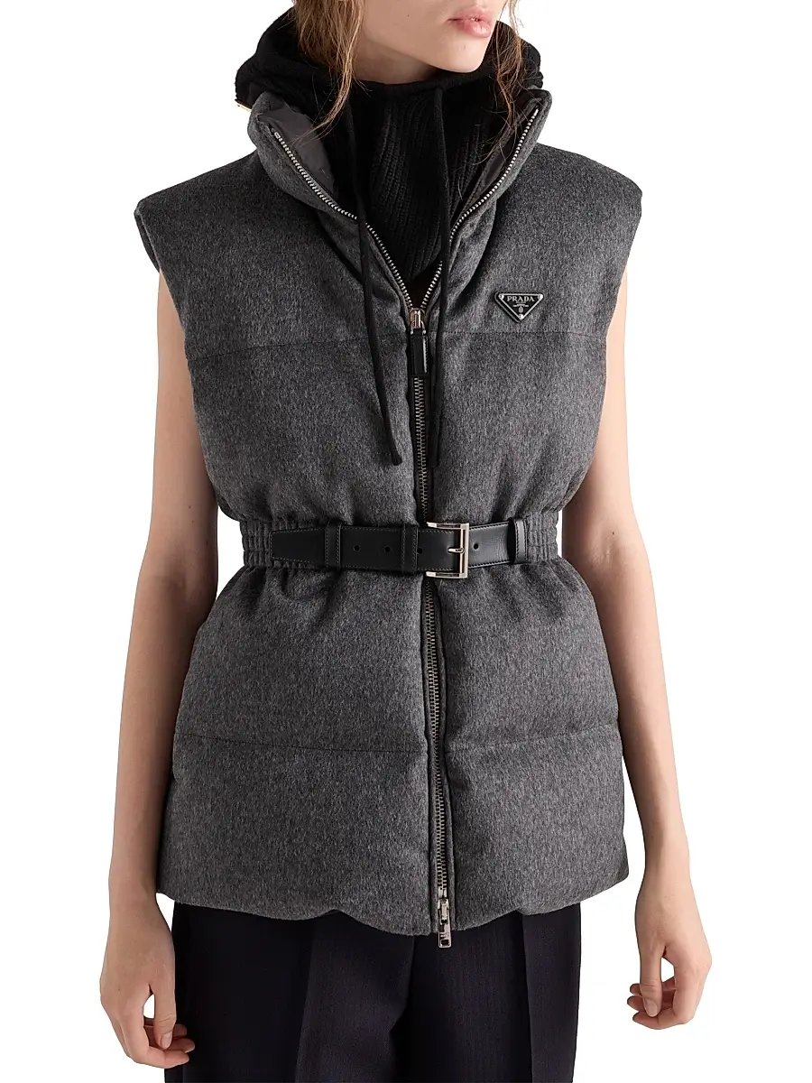 Prada Women's Loden Down Vest - Grey | Thumbnail 3 Prada Women's Loden Down Vest - Grey | Thumbnail 3