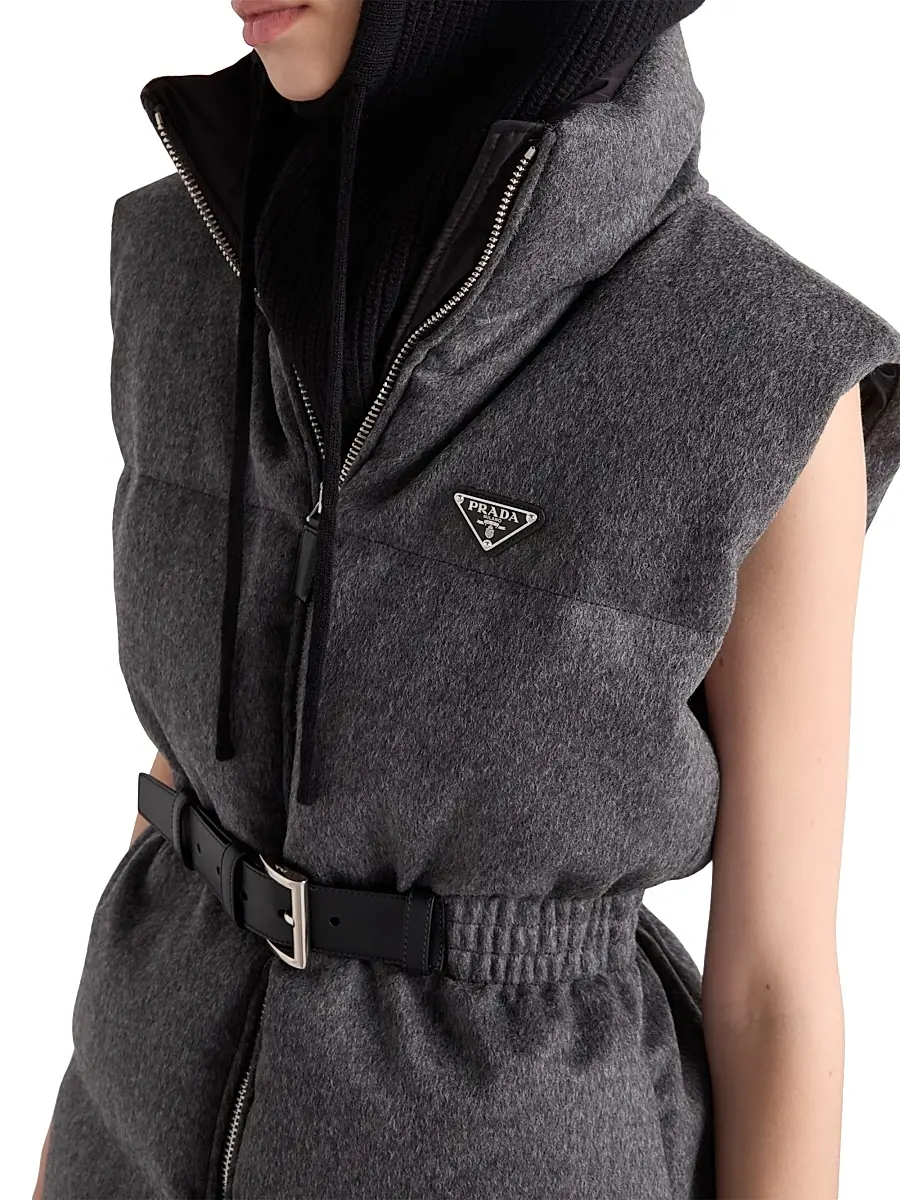 Prada Women's Loden Down Vest - Grey | Thumbnail 6 Prada Women's Loden Down Vest - Grey | Thumbnail 6