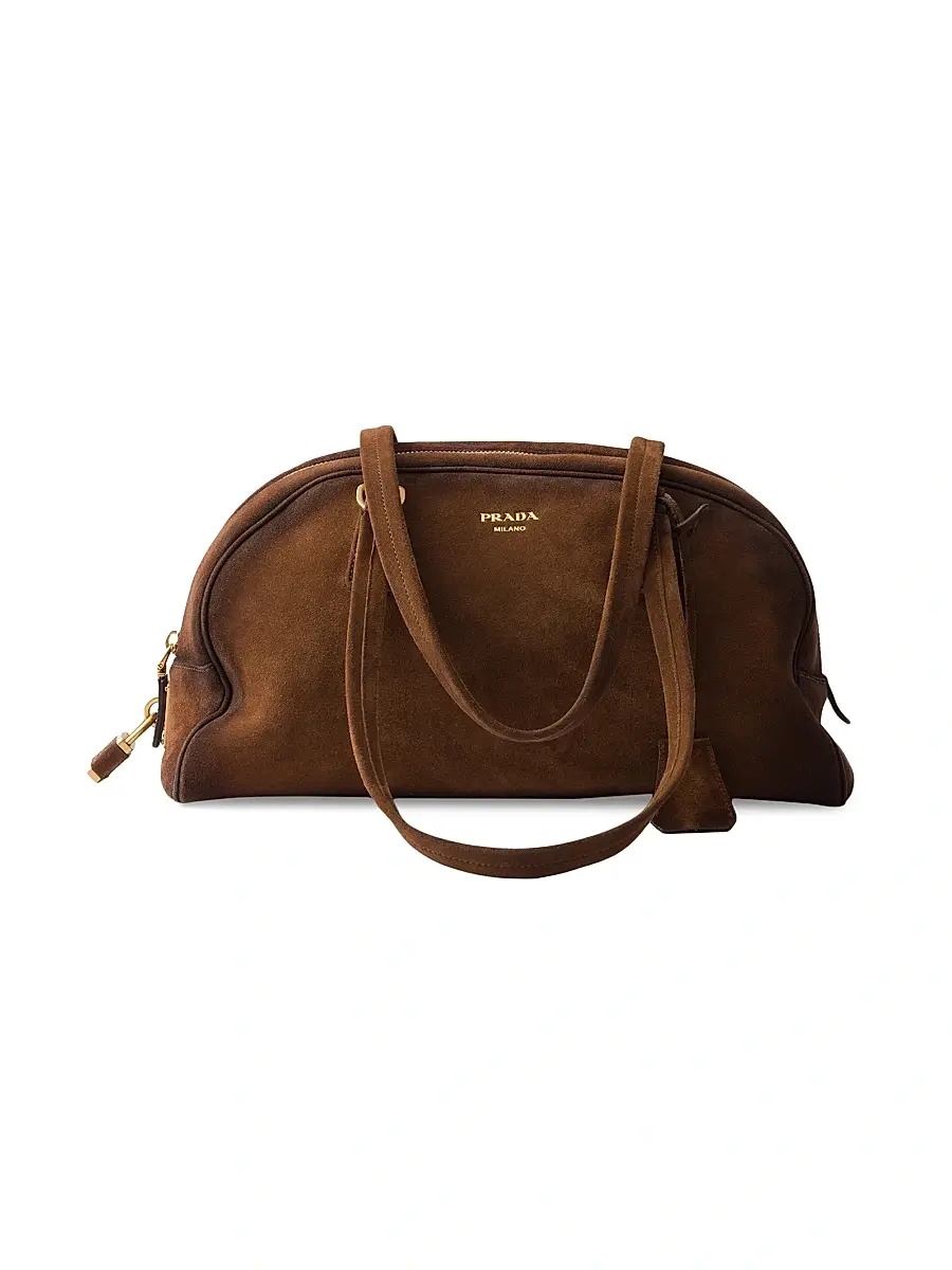 Prada Women's Suede Shoulder Bag - Brown | Image 1 Prada Women's Suede Shoulder Bag - Brown | Image 1