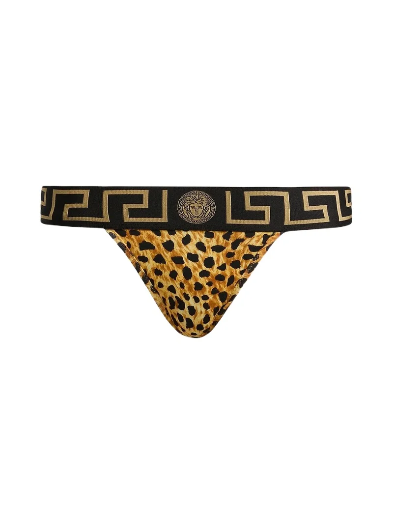 Versace Women's Topeka Cheetah-Print Stretch-Jersey Thong