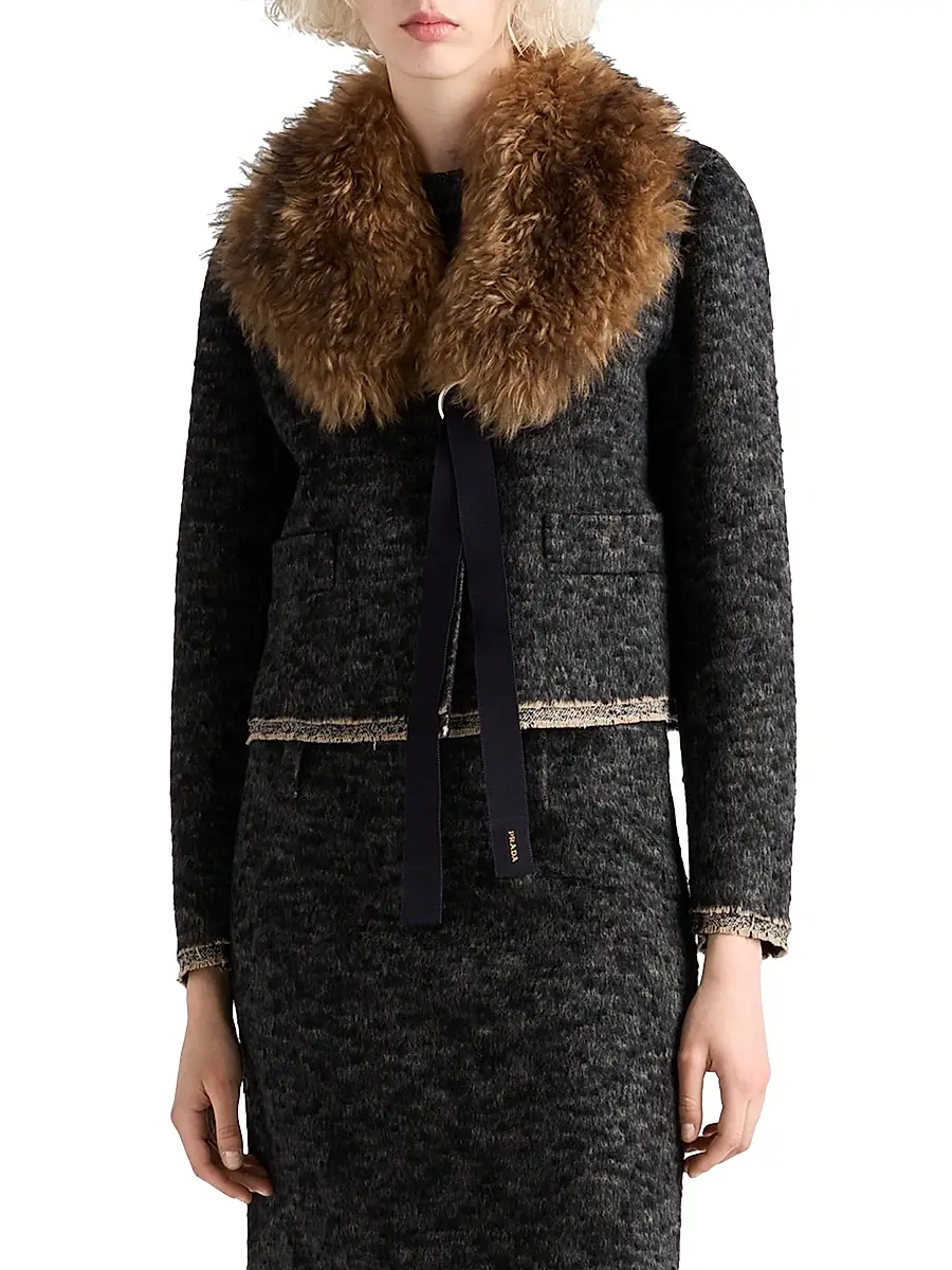 Prada Women's Single-Breasted Double Tweed Jacket | Thumbnail 2