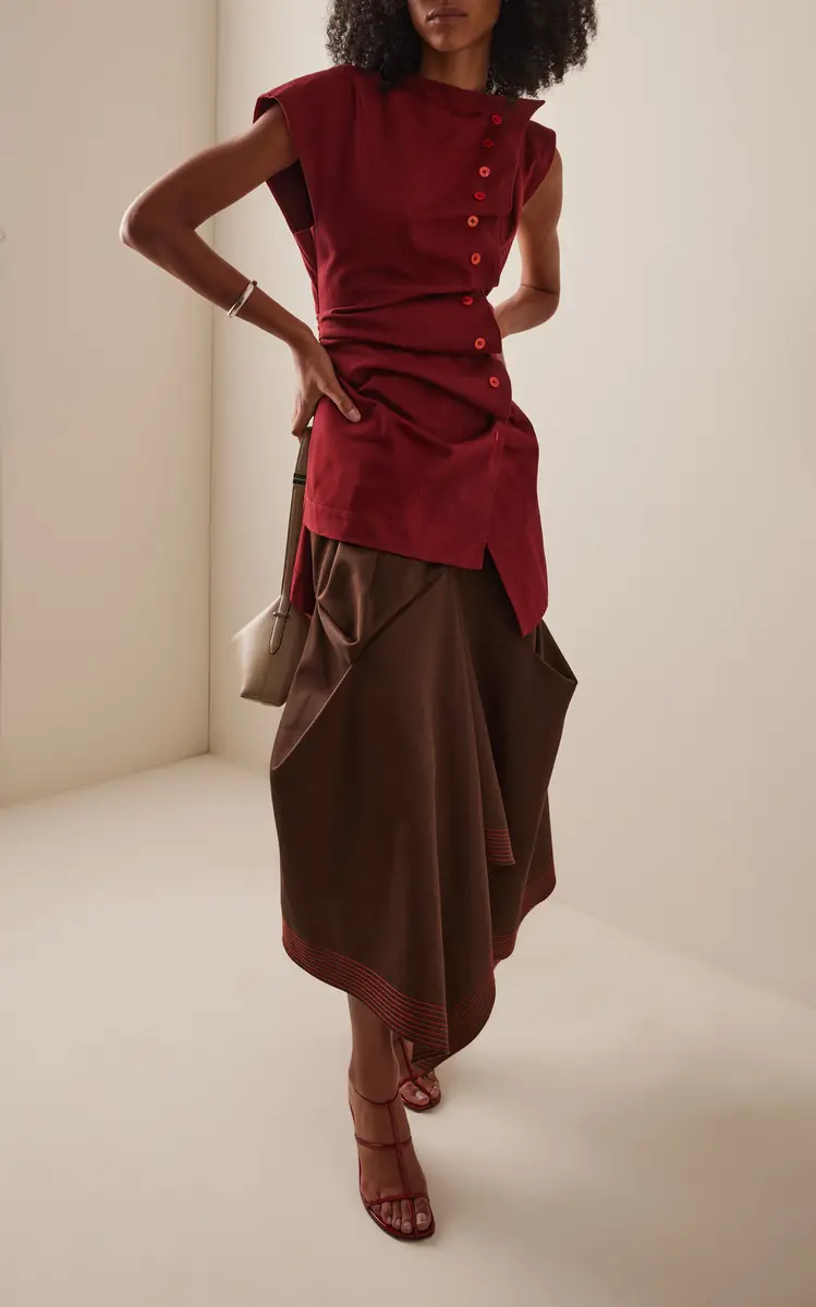 Christopher John Rogers Gathered Crepe Maxi Skirt | Thumbnail 3 Christopher John Rogers Gathered Crepe Maxi Skirt | Thumbnail 3