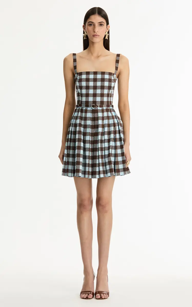 Oscar de la Renta Gingham Sleeveless Cotton-Poplin Mini Dress | Thumbnail 2