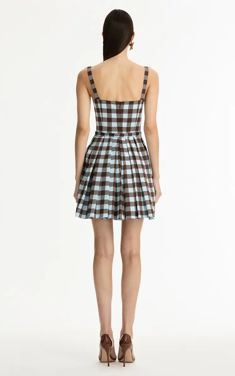 Oscar de la Renta Gingham Sleeveless Cotton-Poplin Mini Dress | Thumbnail 4