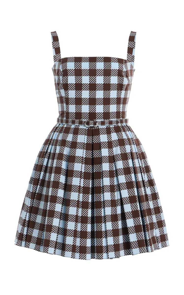 Oscar de la Renta Gingham Sleeveless Cotton-Poplin Mini Dress | Thumbnail 8