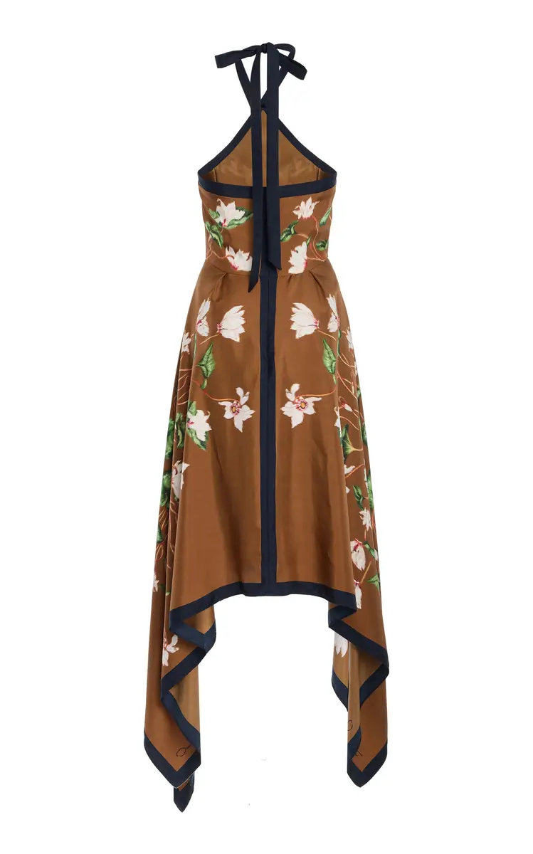 Oscar de la Renta Cyclamen Silk Halter Midi Dress | Thumbnail 5 Oscar de la Renta Cyclamen Silk Halter Midi Dress | Thumbnail 5