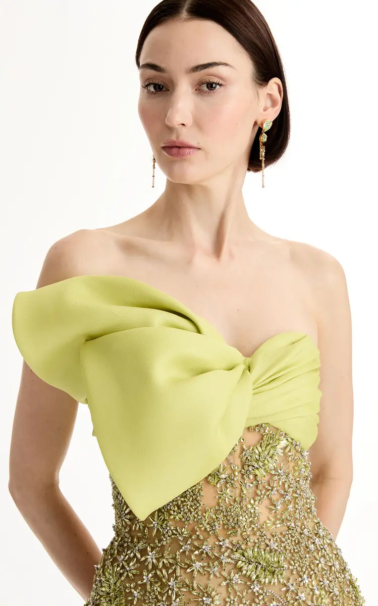 Oscar de la Renta Bow-Detailed Silk Cocktail Mini Dress | Thumbnail 4