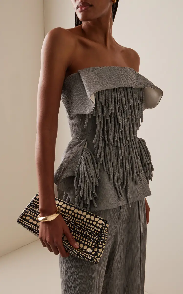 Maticevski Utility Fringed Crinkled Crepe Strapless Peplum Top | Thumbnail 2 Maticevski Utility Fringed Crinkled Crepe Strapless Peplum Top | Thumbnail 2