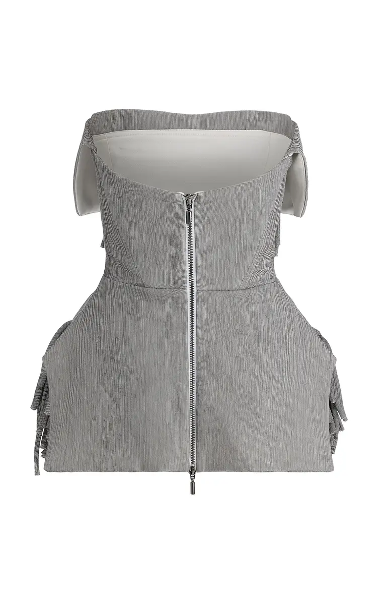 Maticevski Utility Fringed Crinkled Crepe Strapless Peplum Top | Thumbnail 5 Maticevski Utility Fringed Crinkled Crepe Strapless Peplum Top | Thumbnail 5