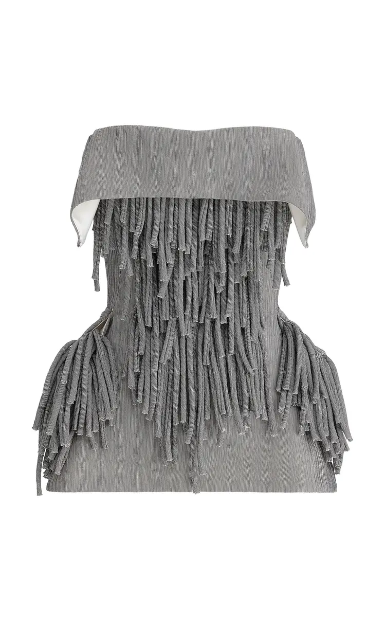 Maticevski Utility Fringed Crinkled Crepe Strapless Peplum Top | Thumbnail 6 Maticevski Utility Fringed Crinkled Crepe Strapless Peplum Top | Thumbnail 6