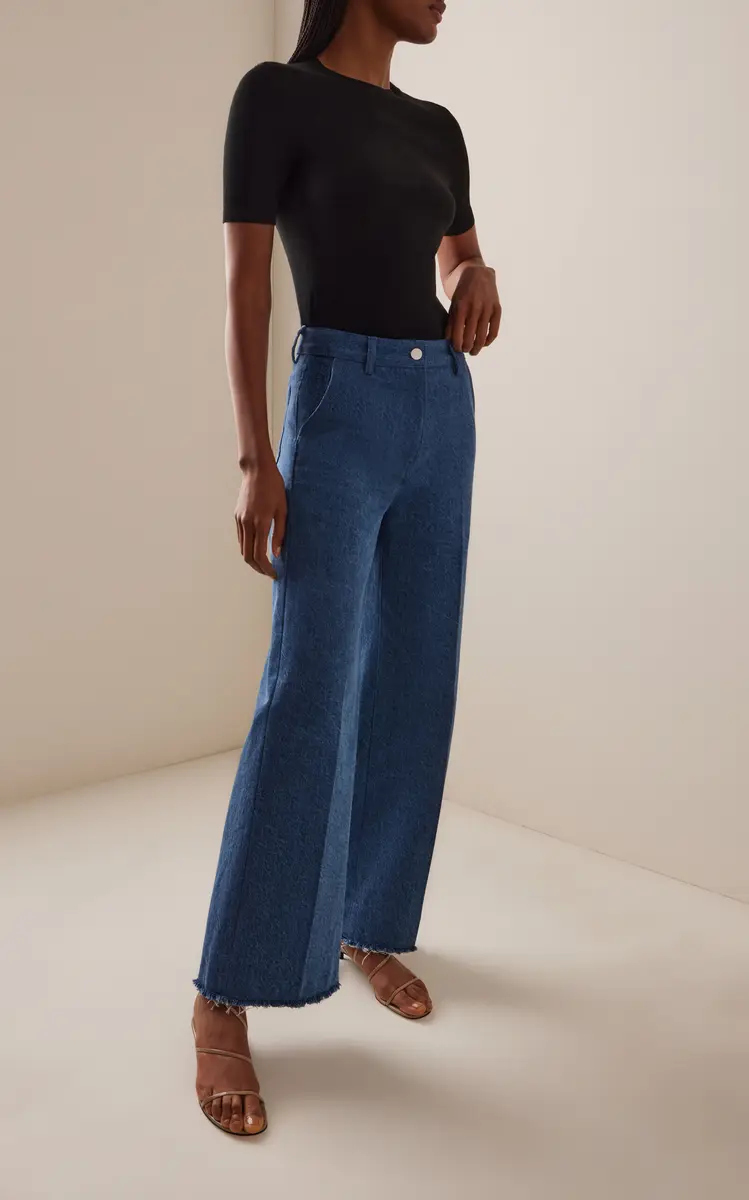 Michael Kors Collection Cropped Wide-Leg Frayed Jeans | Thumbnail 2 Michael Kors Collection Cropped Wide-Leg Frayed Jeans | Thumbnail 2