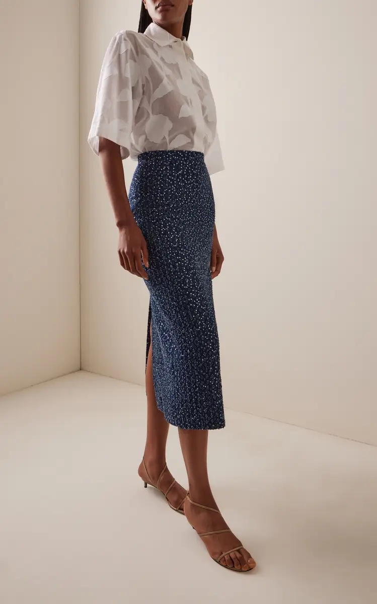 Michael Kors Collection Sequined Denim Midi Pencil Skirt | Thumbnail 2 Michael Kors Collection Sequined Denim Midi Pencil Skirt | Thumbnail 2