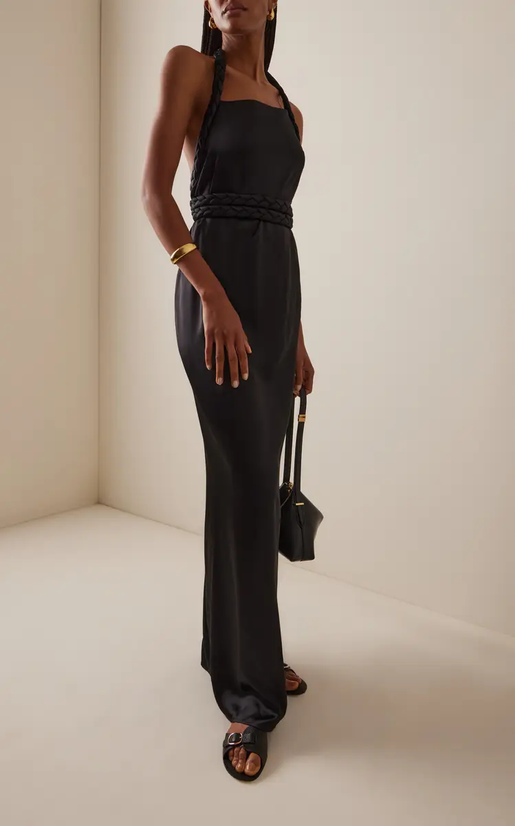 Bevza Kosa Rope-Detailed Satin Maxi Halter Dress | Thumbnail 4 Bevza Kosa Rope-Detailed Satin Maxi Halter Dress | Thumbnail 4