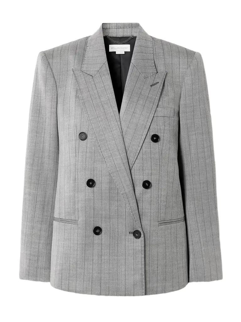 Stella McCartney Double-breasted Pinstriped Wool-blend Twill Blazer
