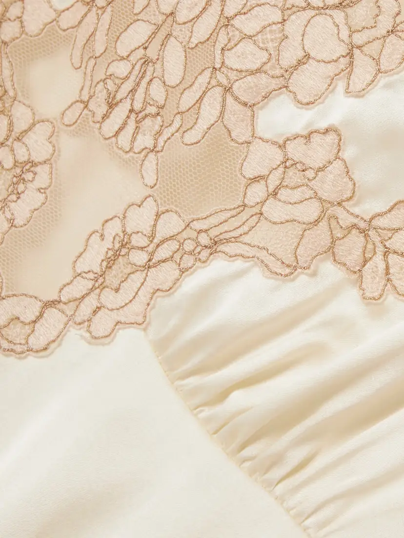 Chloé Corded Lace-trimmed Silk-satin Midi Dress | Thumbnail 5 Chloé Corded Lace-trimmed Silk-satin Midi Dress | Thumbnail 5
