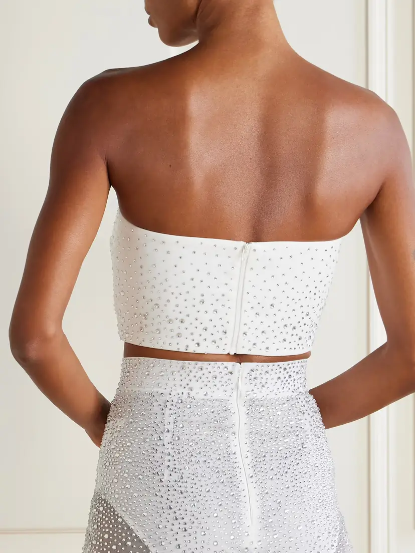 Alex Perry Cropped Strapless Crystal-embellished Mesh Top | Thumbnail 3 Alex Perry Cropped Strapless Crystal-embellished Mesh Top | Thumbnail 3