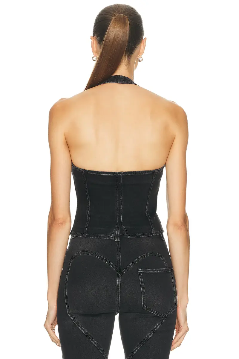 AREA Denim Bow Halter Top | Thumbnail 4 AREA Denim Bow Halter Top | Thumbnail 4