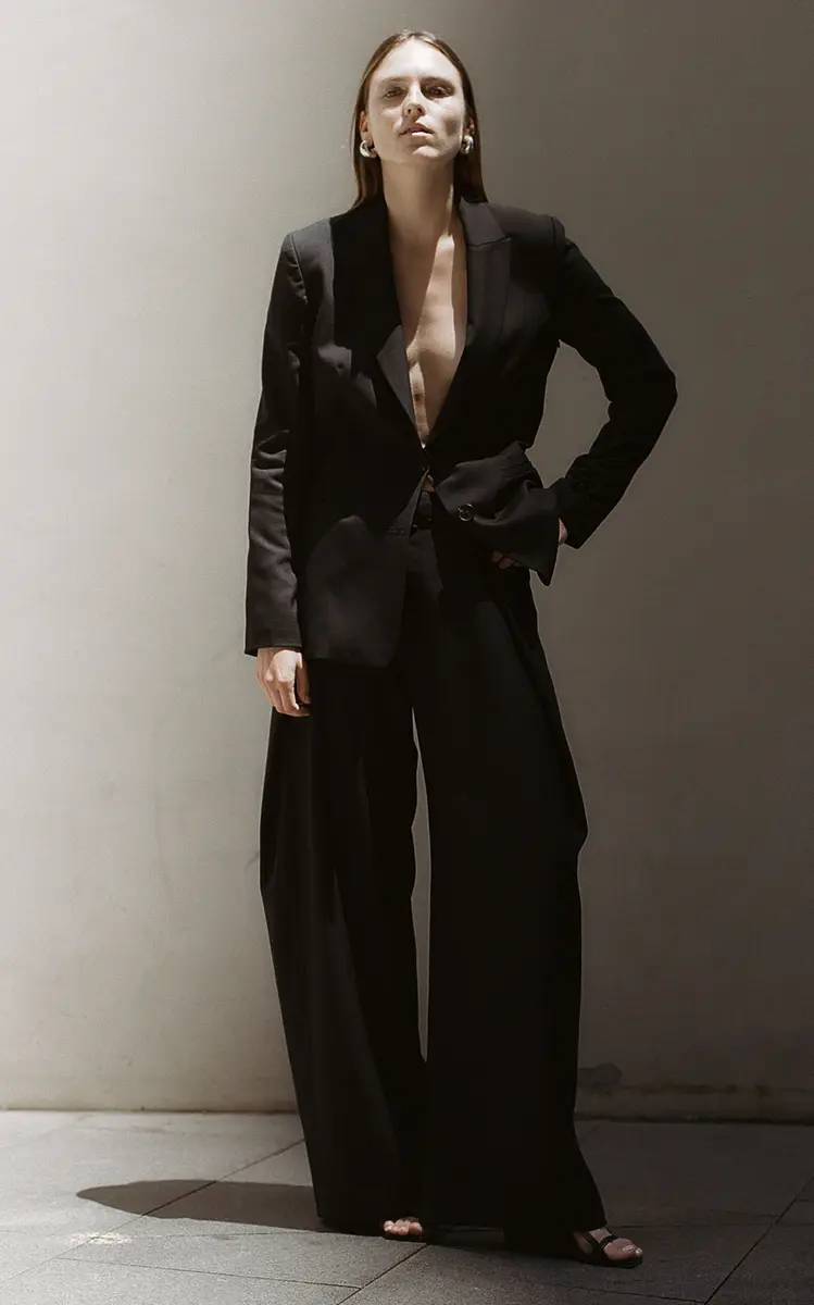 St. Agni Fold-Detailed Wool-Blend Wide-Leg Pants - Black | Thumbnail 3