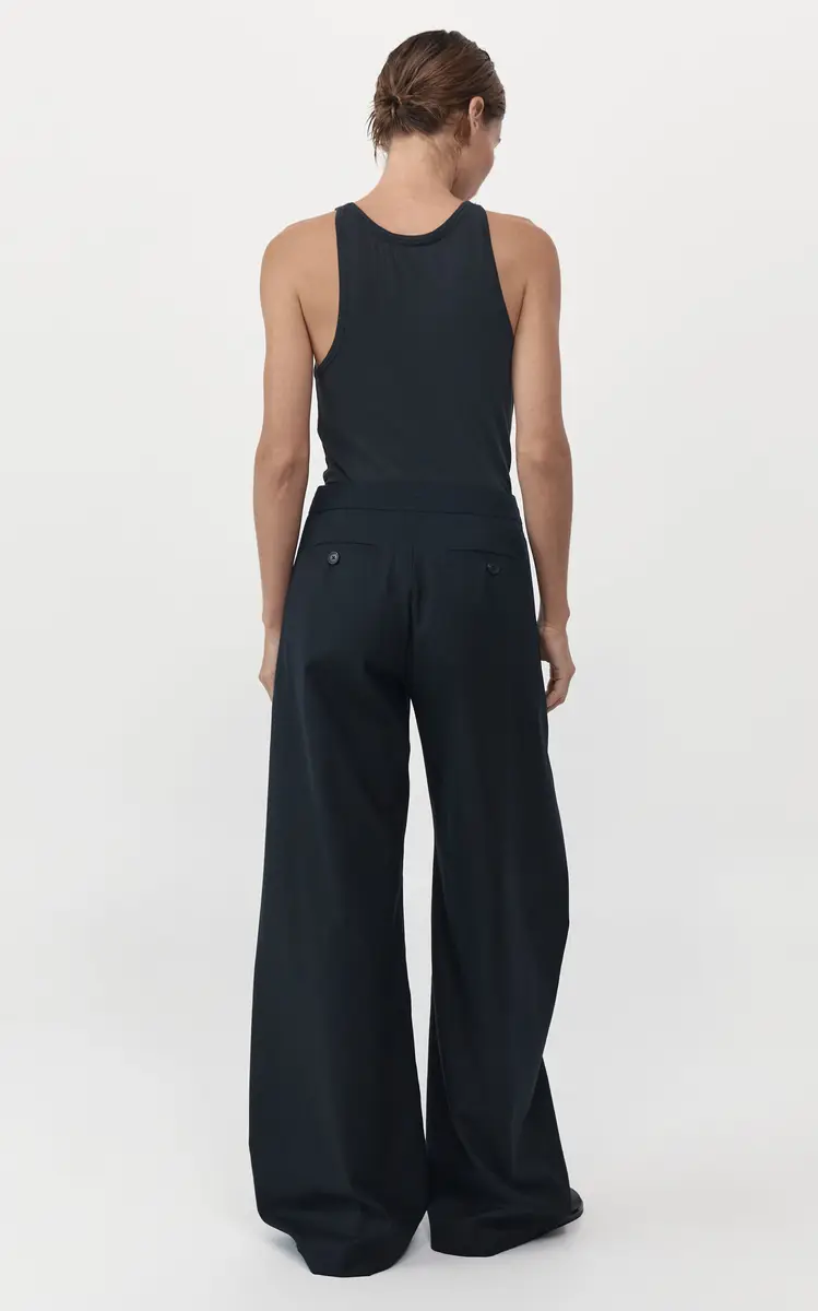 St. Agni Fold-Detailed Wool-Blend Wide-Leg Pants - Black | Thumbnail 6