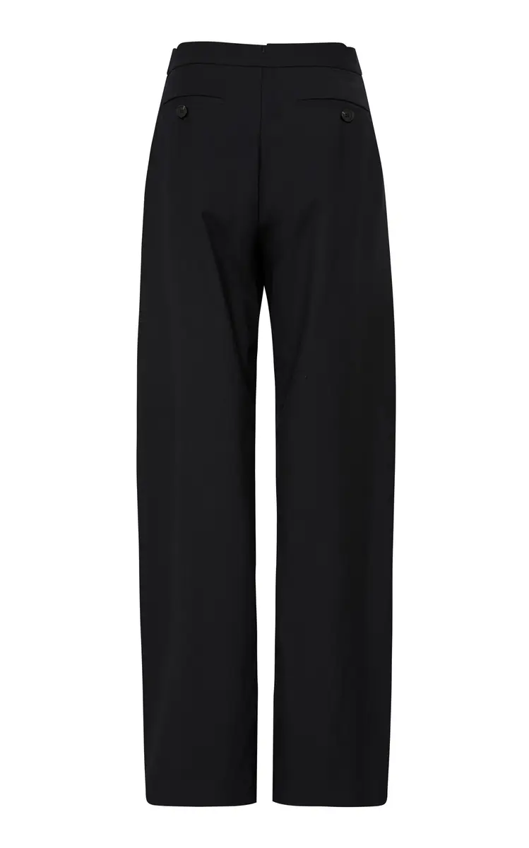 St. Agni Fold-Detailed Wool-Blend Wide-Leg Pants - Black | Thumbnail 8
