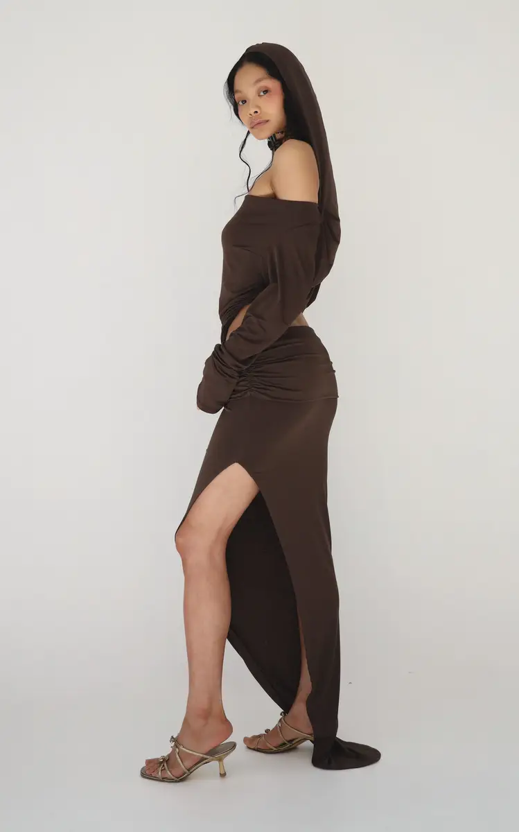 Mirror Palais The Hooded Cowl Top - Brown | Thumbnail 6