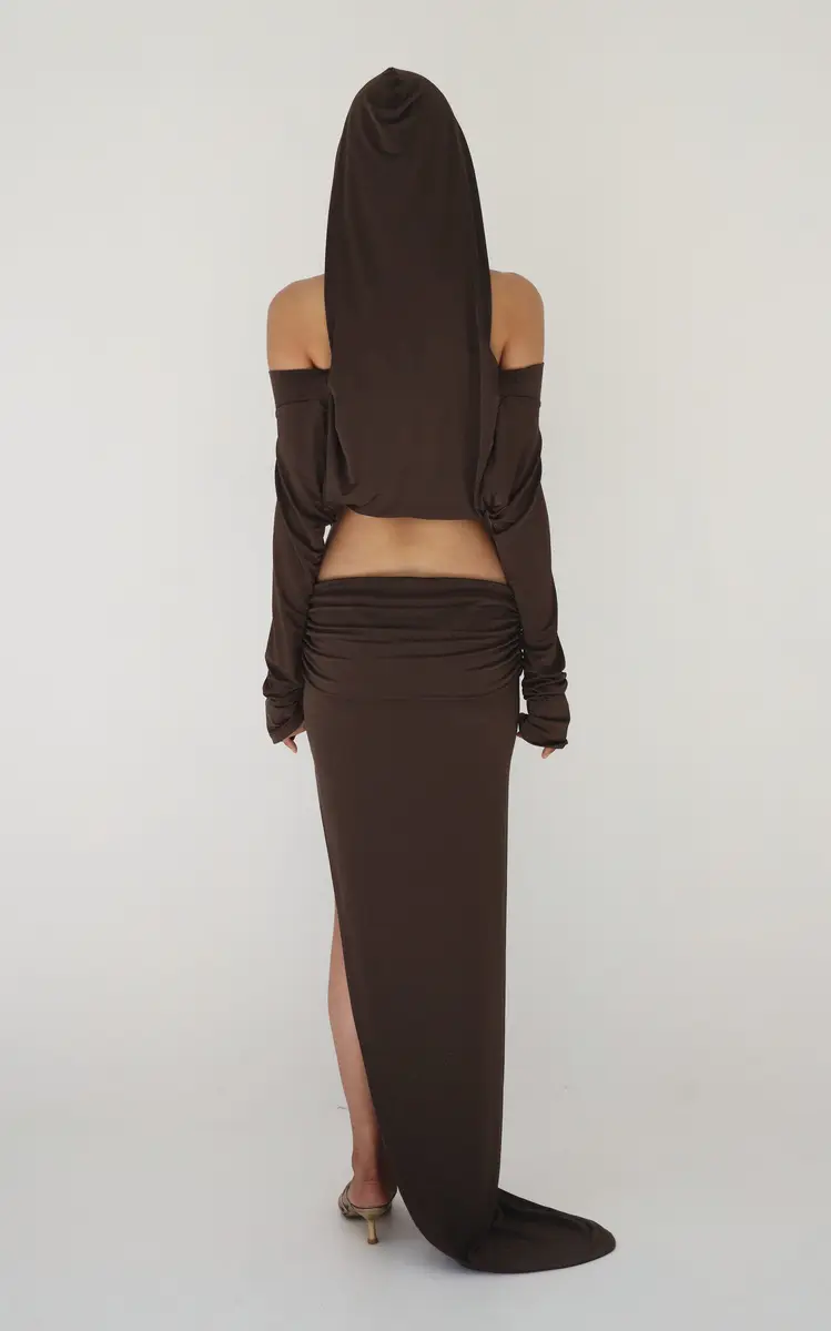 Mirror Palais The Hooded Cowl Top - Brown | Thumbnail 7