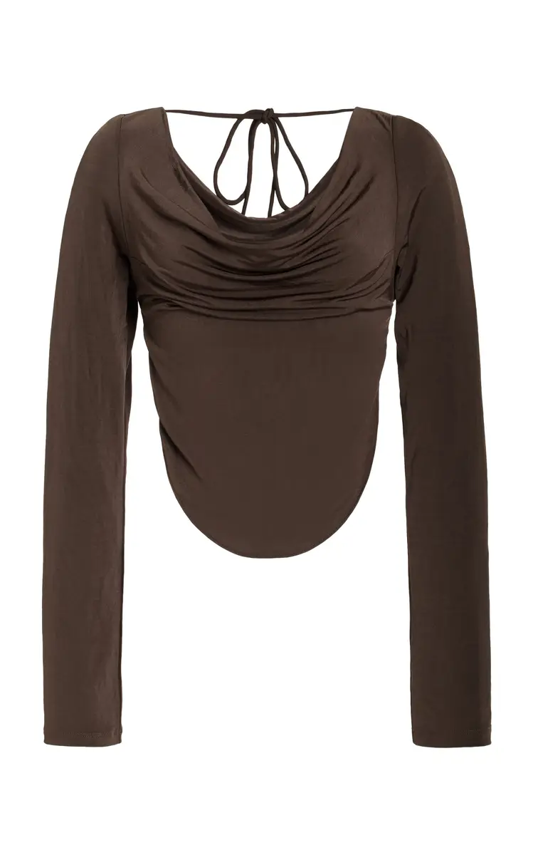 The Hooded Cowl Top - Brown