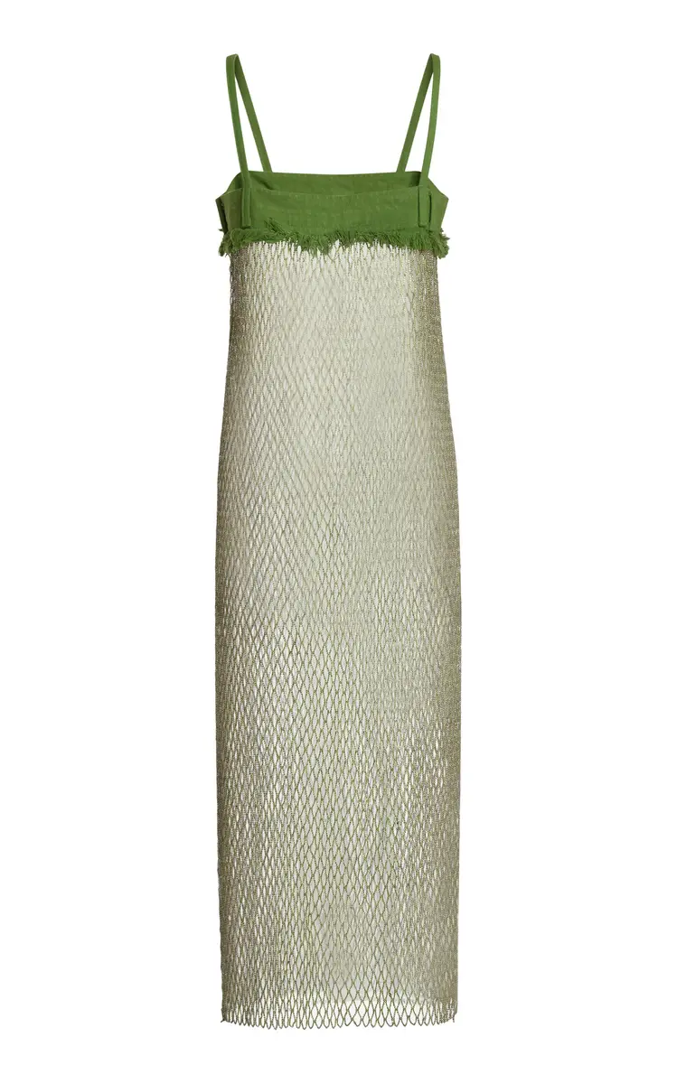 Christopher Esber Denim Bust Crystal Net Midi Dress | Thumbnail 3