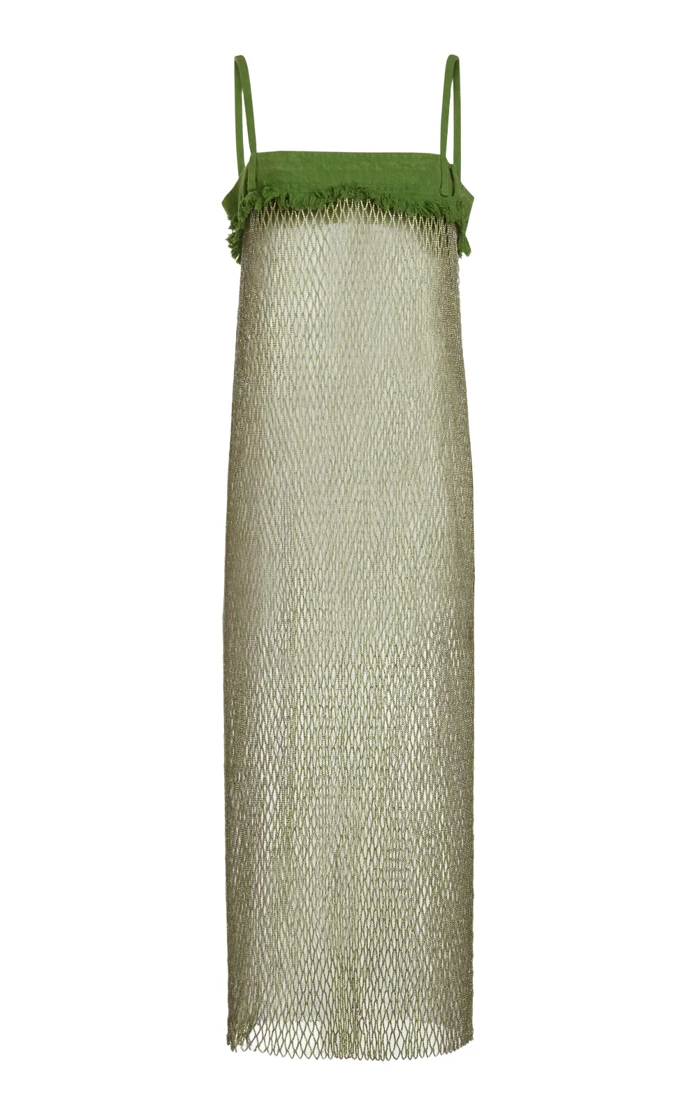 Christopher Esber Denim Bust Crystal Net Midi Dress