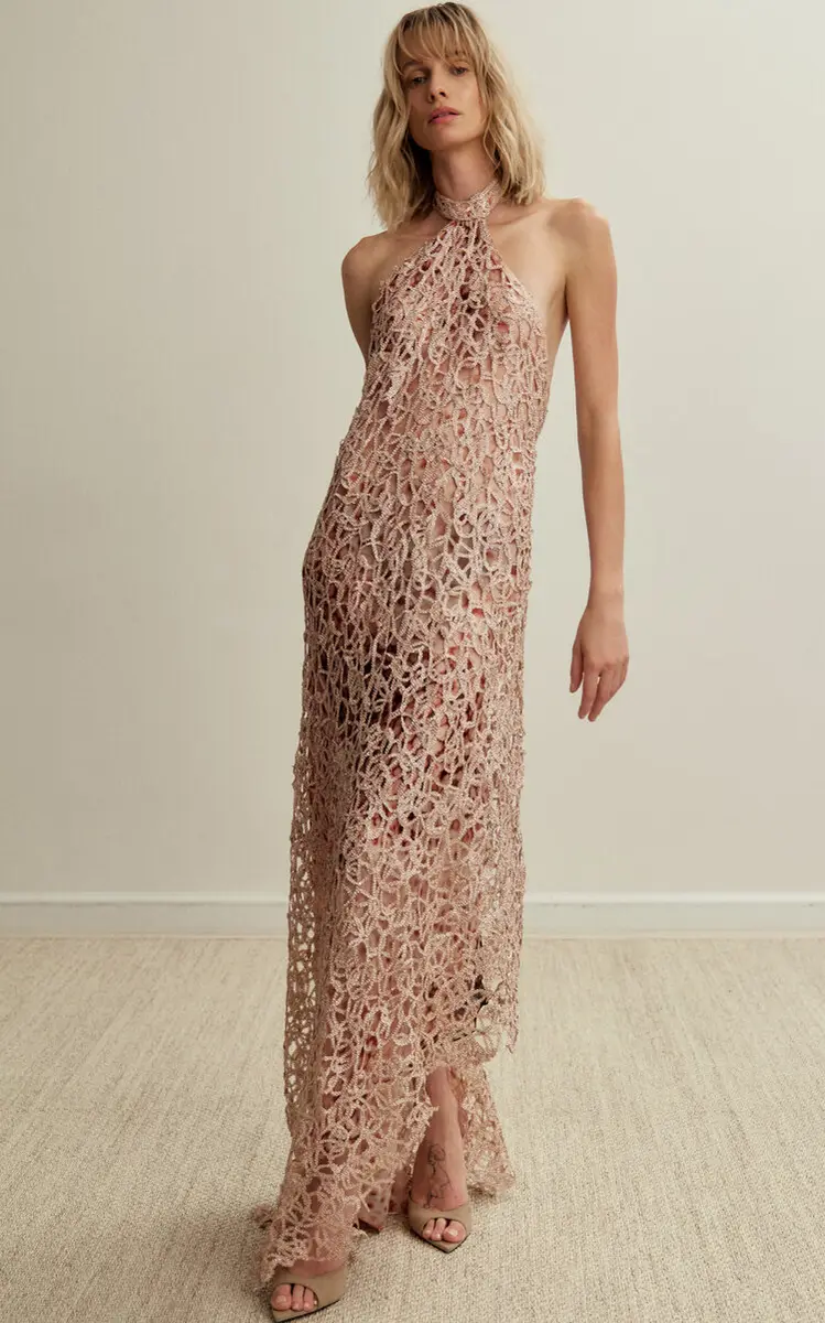 Francesca Miranda Rose Chain Embroidered Silk Blend Dress | Thumbnail 10