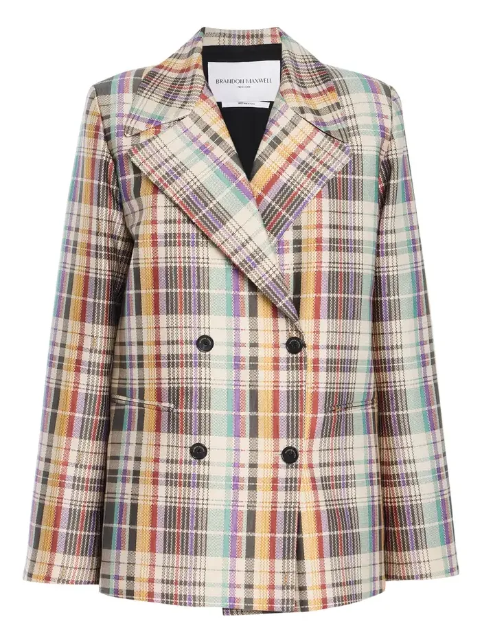 Brandon Maxwell The Delaney Wool-Blend Plaid Blazer