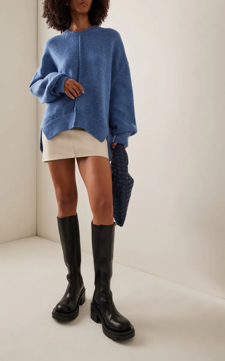 Proenza Schouler White Label Kellen Knit Wool-Blend Sweater - Blue | Thumbnail 3 Proenza Schouler White Label Kellen Knit Wool-Blend Sweater - Blue | Thumbnail 3